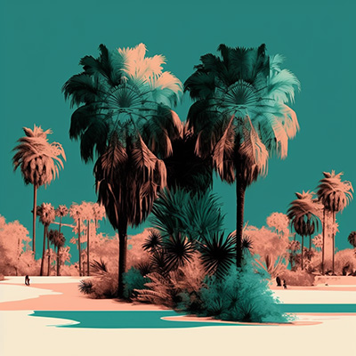 Pink and turquoise trees